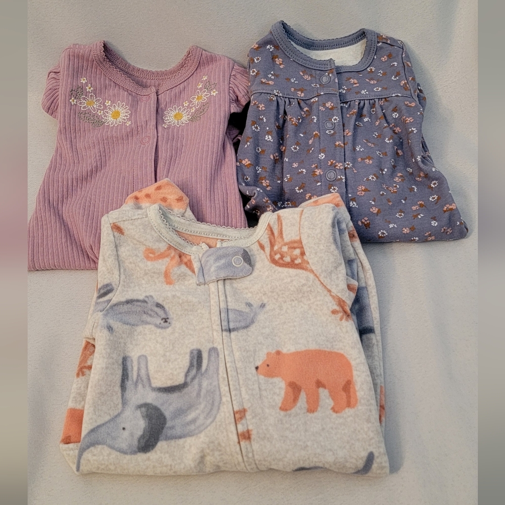 Carter's Baby Girl Bundle of 3 Sleepers Newborn